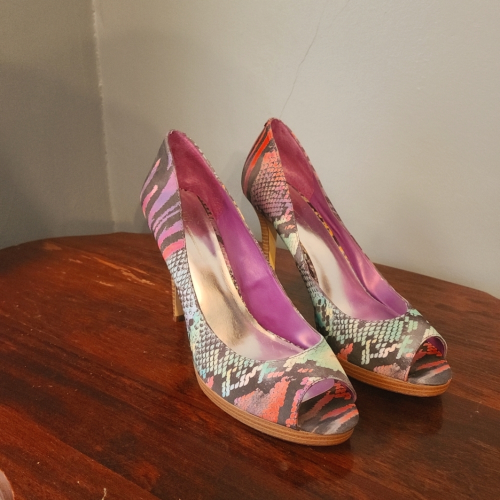 Women's multi color Peep toe heels
